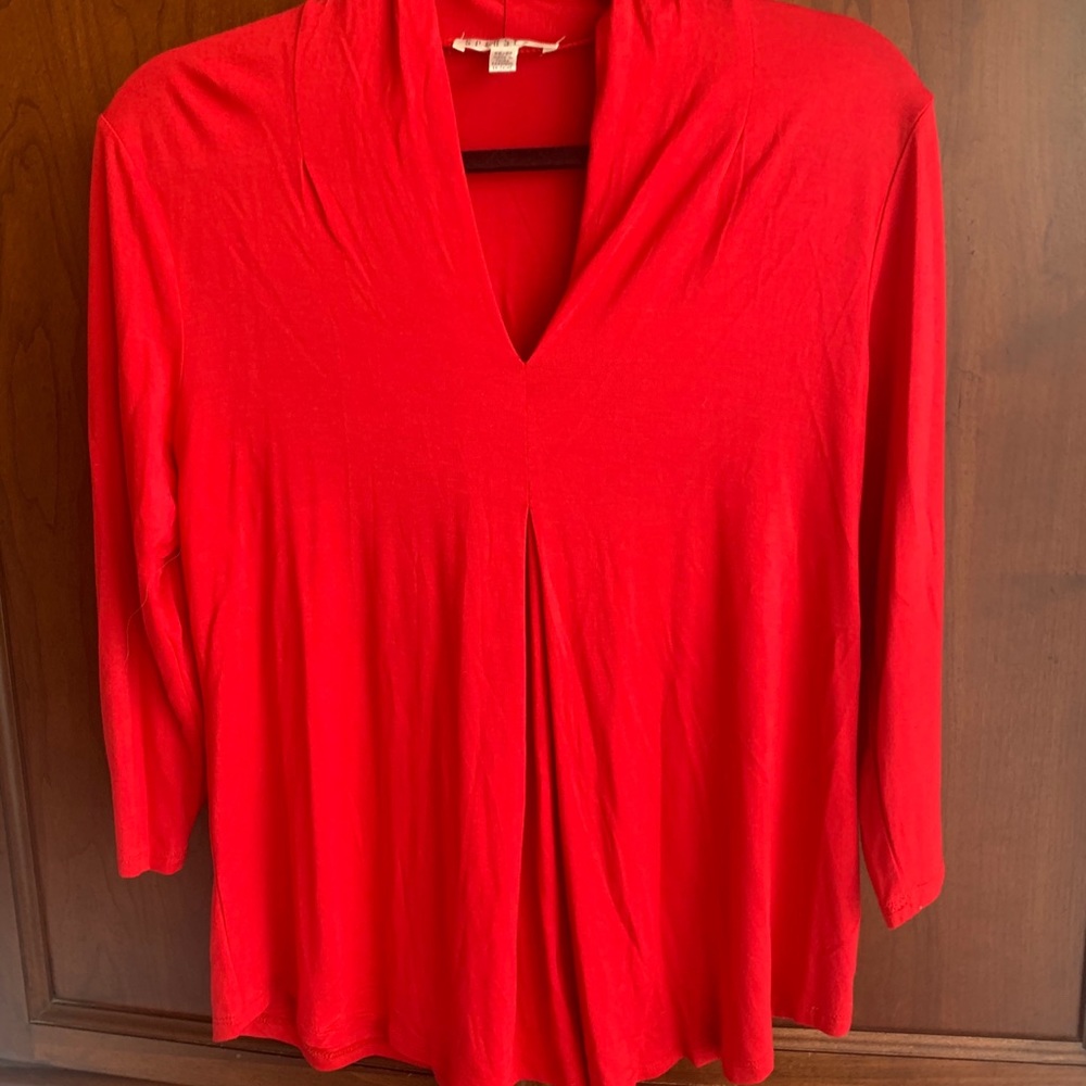 Red v-neck blouse